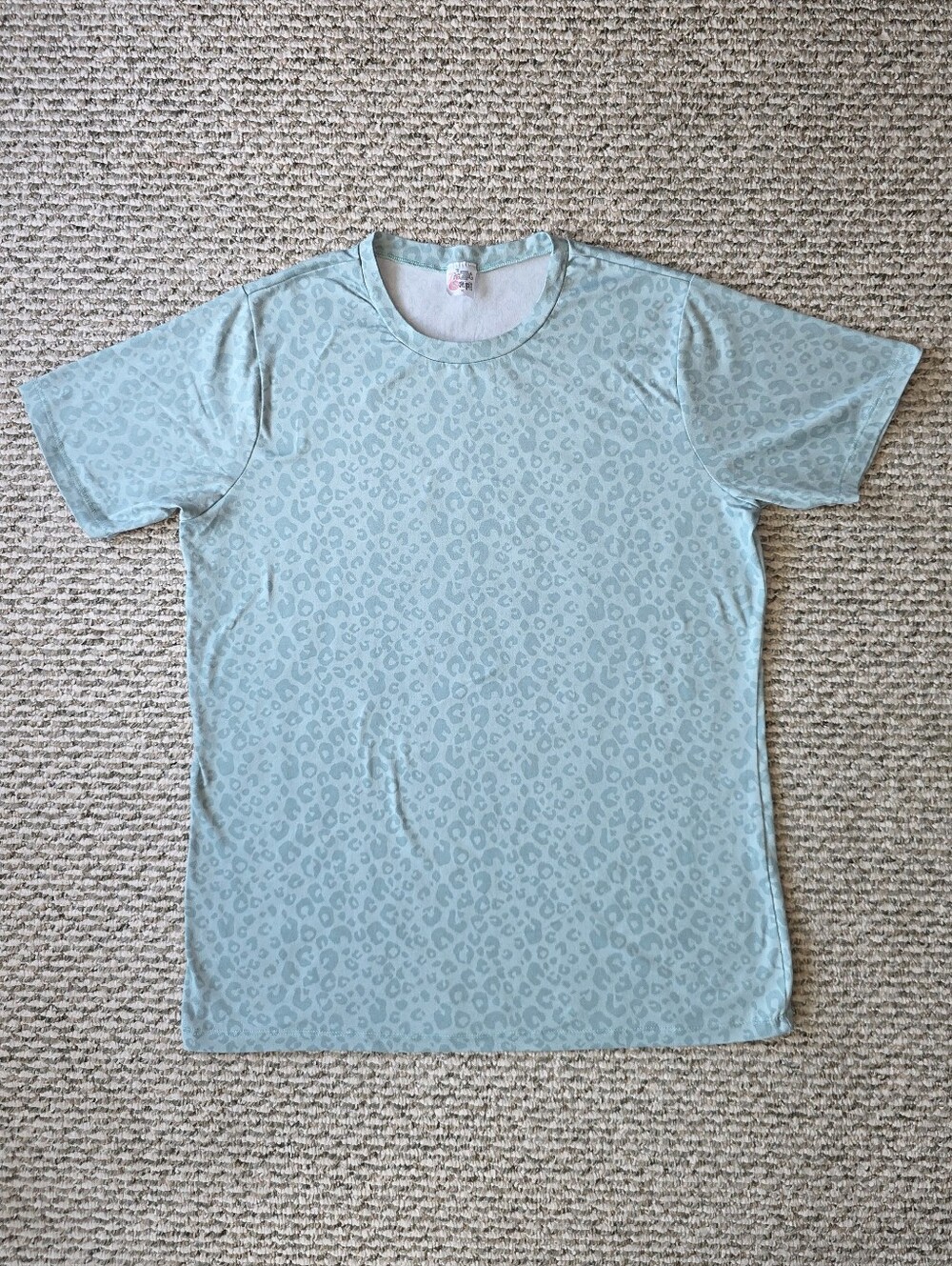 Short Sleeve Mint Green Leopard-Print Tee